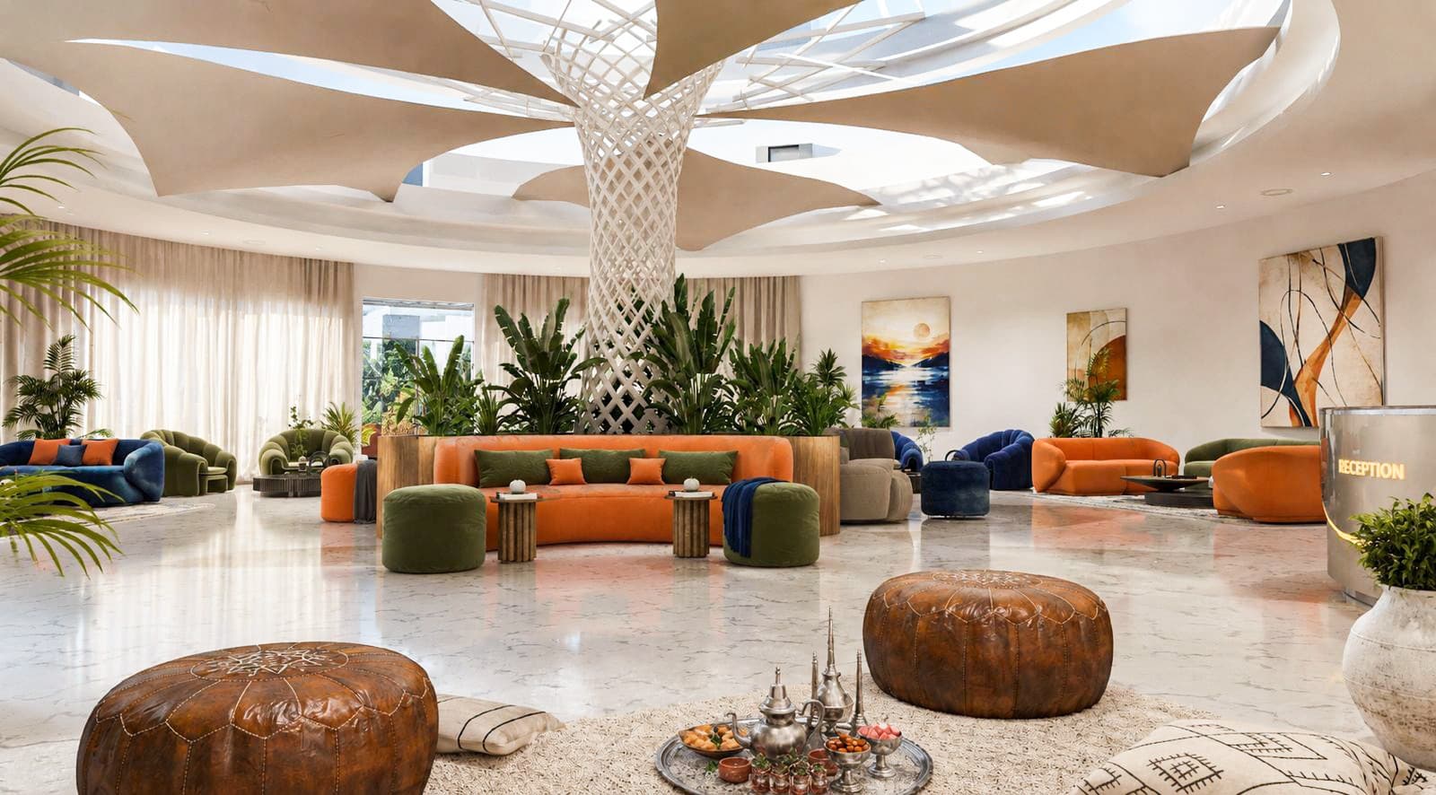 Lobby lounge at Hotel Targa 42 in Marrakech